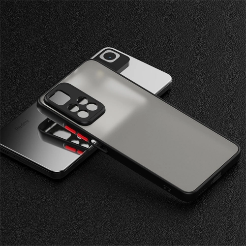 Xiaomi Redmi Note 11 Pro Kılıf Kamera Korumalı Arkası Şeffaf Mat Silikon Kapak - Siyah