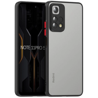 Xiaomi Redmi Note 11 Pro Kılıf Kamera Korumalı Arkası Şeffaf Mat Silikon Kapak - Siyah