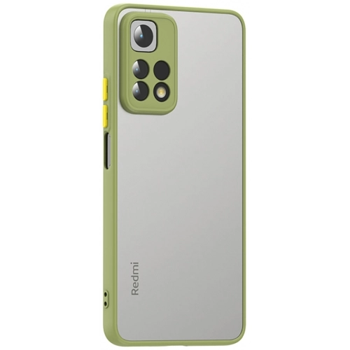 Xiaomi Redmi Note 11 Pro Kılıf Kamera Korumalı Arkası Şeffaf Mat Silikon Kapak - Yeşil