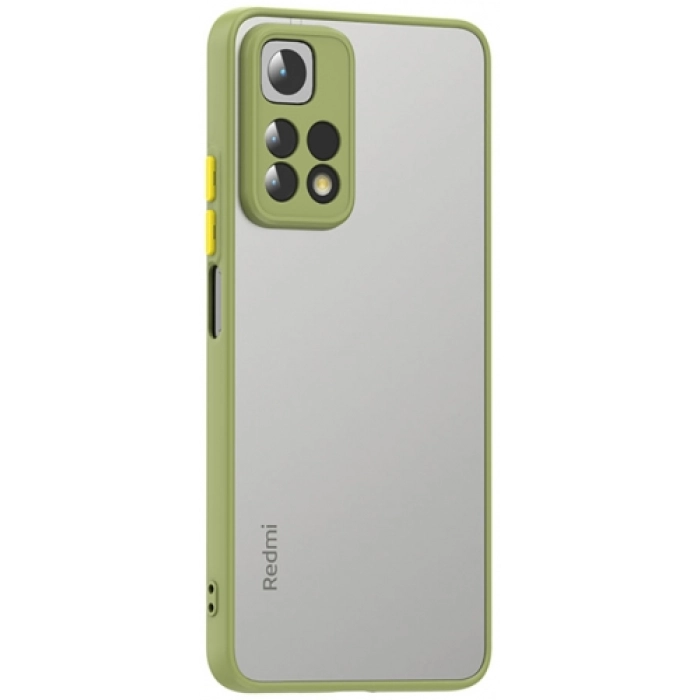 Xiaomi Redmi Note 11 Pro Kılıf Kamera Korumalı Arkası Şeffaf Mat Silikon Kapak - Yeşil