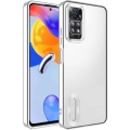 Xiaomi Redmi Note 11 Pro Kılıf Kamera Lens Korumalı Şeffaf Renkli Logo Gösteren Parlak Kapak - Gümüş