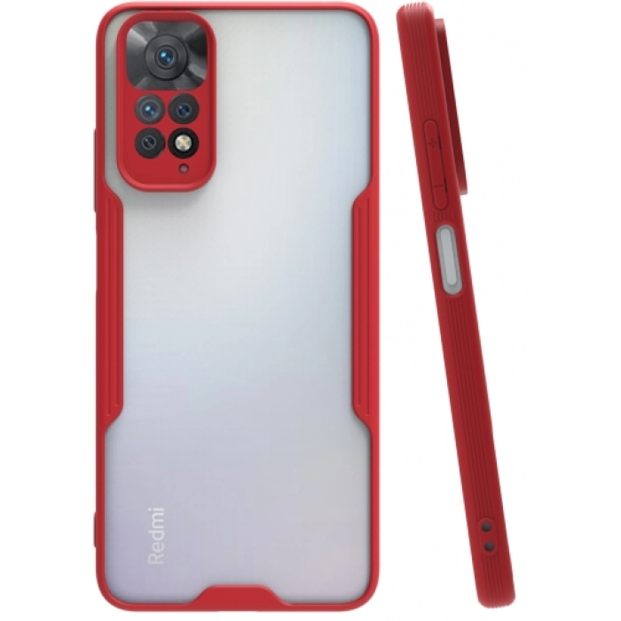 Xiaomi Redmi Note 11 Pro Kılıf Renkli Silikon Kamera Lens Korumalı Şeffaf Parfe Kapak - Kırmızı