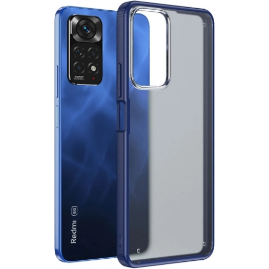 Xiaomi Redmi Note 11 Pro Kılıf Volks Serisi Kenarları Silikon Arkası Şeffaf Sert Kapak - Lacivert