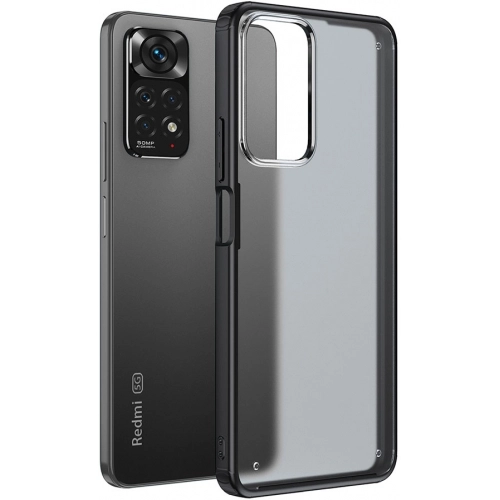 Xiaomi Redmi Note 11 Pro Kılıf Volks Serisi Kenarları Silikon Arkası Şeffaf Sert Kapak - Siyah