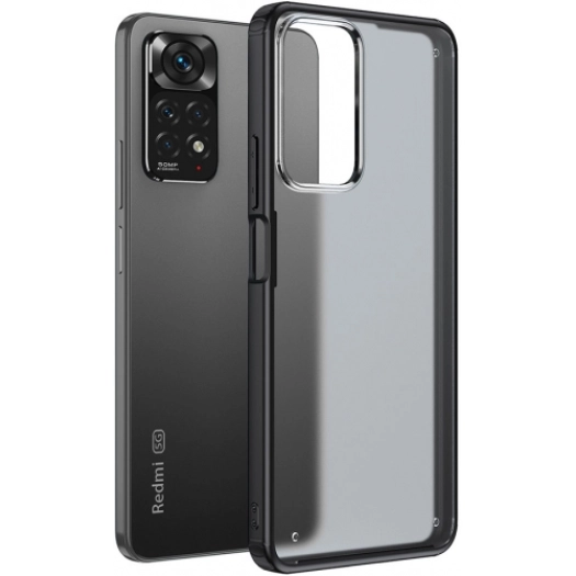 Xiaomi Redmi Note 11 Pro Kılıf Volks Serisi Kenarları Silikon Arkası Şeffaf Sert Kapak - Siyah