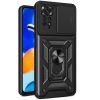 Xiaomi Redmi Note 11 Pro Kılıf Zırhlı Standlı Silikon Sürgülü Kamera Korumalı Tank Kapak - Siyah