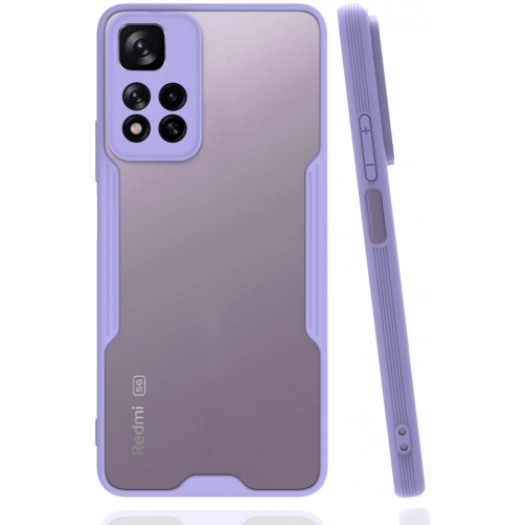 Xiaomi Redmi Note 11 Pro Plus Kılıf Renkli Silikon Kamera Lens Korumalı Şeffaf Parfe Kapak - Lila
