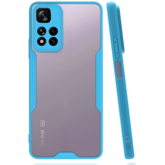 Xiaomi Redmi Note 11 Pro Plus Kılıf Renkli Silikon Kamera Lens Korumalı Şeffaf Parfe Kapak - Mavi