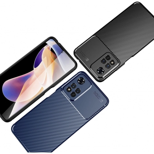 Xiaomi Redmi Note 11 Pro Plus Kılıf Silikon Parmak İzi Bırakmayan Karbon Soft Negro Kapak - Lacivert