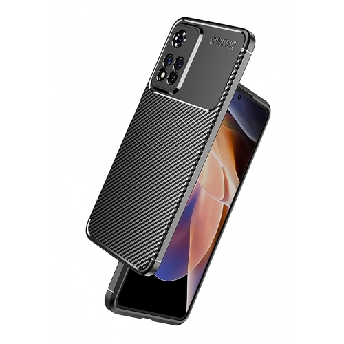 Xiaomi Redmi Note 11 Pro Plus Kılıf Silikon Parmak İzi Bırakmayan Karbon Soft Negro Kapak - Siyah