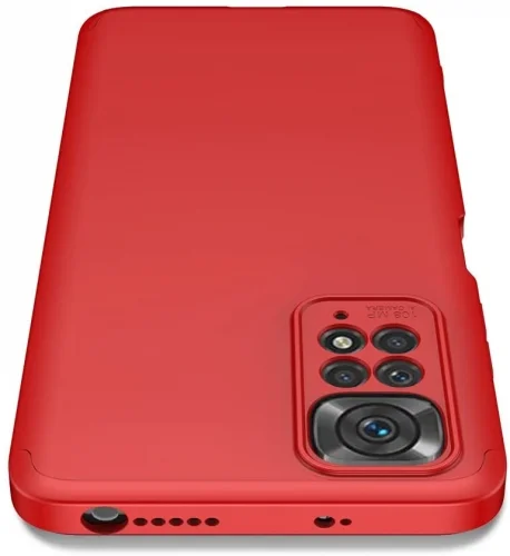 Xiaomi Redmi Note 11s Kılıf 3 Parçalı 360 Tam Korumalı Rubber AYS Kapak  - Kırmızı