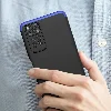 Xiaomi Redmi Note 11s Kılıf 3 Parçalı 360 Tam Korumalı Rubber AYS Kapak  - Mavi - Siyah