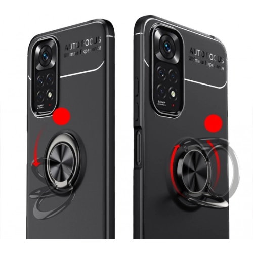 Xiaomi Redmi Note 11s Kılıf Renkli Silikon Yüzüklü Standlı Auto Focus Ravel Kapak - Mavi - Siyah