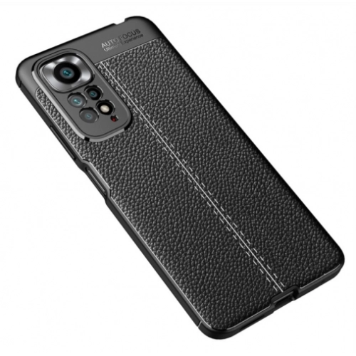 Xiaomi Redmi Note 11s Kılıf Deri Görünümlü Lüks Parmak İzi Bırakmaz Niss Silikon Kapak - Siyah