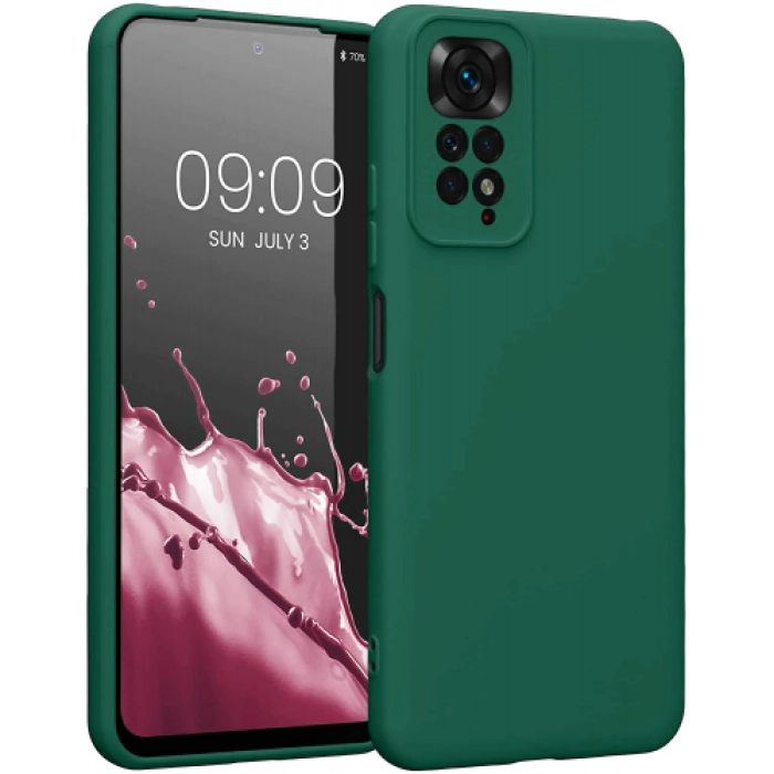 Xiaomi Redmi Note 11s Kılıf İçi Kadife Mat Mara Lansman Silikon Kapak  - Yeşil