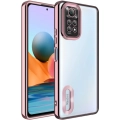 Xiaomi Redmi Note 11s Kılıf Kamera Lens Korumalı Şeffaf Renkli Logo Gösteren Parlak Kapak - Rose Gold