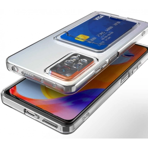 Xiaomi Redmi Note 11s Kılıf Kartlıklı Şeffaf Esnek Silikon Kamera Korumalı