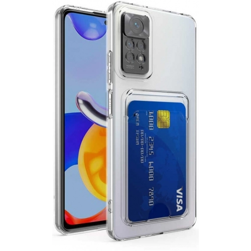 Xiaomi Redmi Note 11s Kılıf Kartlıklı Şeffaf Esnek Silikon Kamera Korumalı