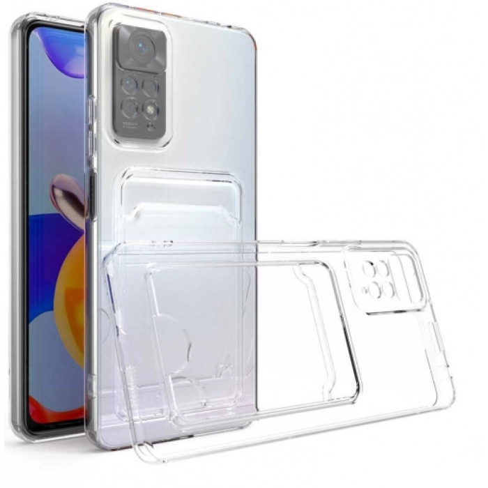 Xiaomi Redmi Note 11s Kılıf Kartlıklı Şeffaf Esnek Silikon Kamera Korumalı