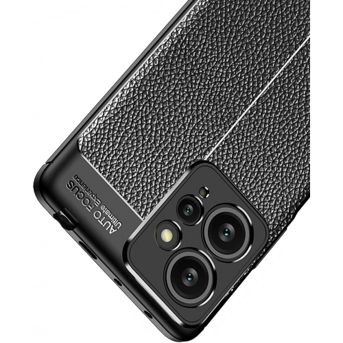 Xiaomi Redmi Note 12 4G Kılıf Deri Görünümlü Lüks Parmak İzi Bırakmaz Niss Silikon Kapak - Siyah