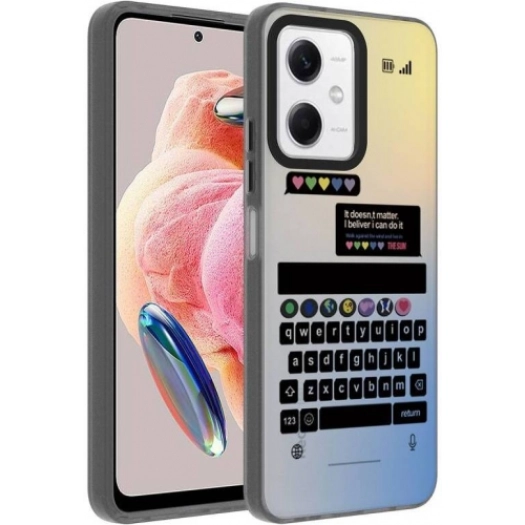 Xiaomi Redmi Note 12 4G Kılıf Desenli Zore Dragon Sert Kapak - Klavye