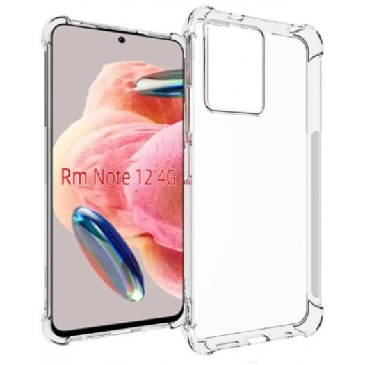 Xiaomi Redmi Note 12 4G Kılıf Silikon Köşe Korumalı Airbag Darbe Emici Kapak - Şeffaf