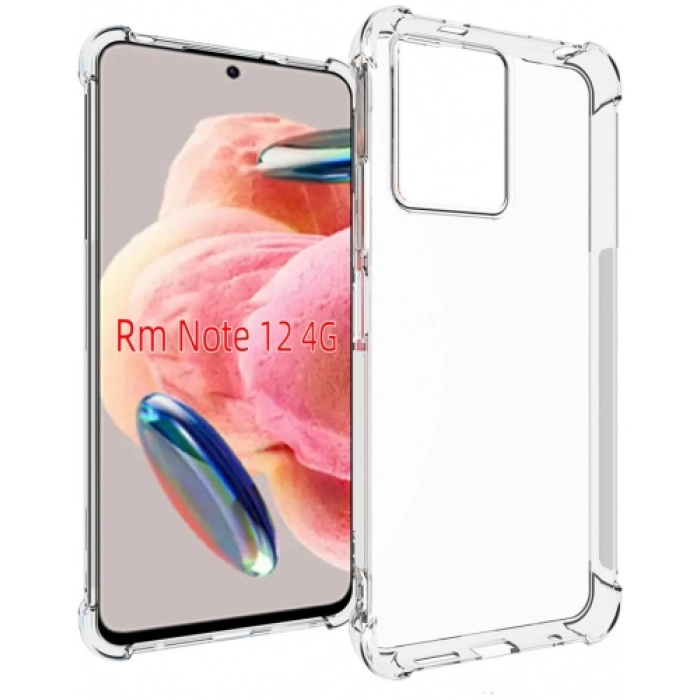 Xiaomi Redmi Note 12 4G Kılıf Silikon Köşe Korumalı Airbag Darbe Emici Kapak - Şeffaf
