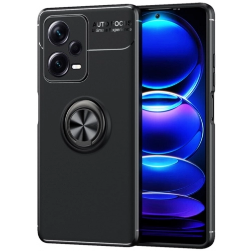 Xiaomi Redmi Note 12 Kılıf Renkli Silikon Yüzüklü Standlı Auto Focus Ravel Kapak - Siyah