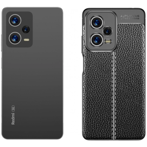 Xiaomi Redmi Note 12 Kılıf Deri Görünümlü Lüks Parmak İzi Bırakmaz Niss Silikon Kapak - Siyah