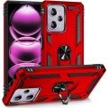 Xiaomi Redmi Note 12 Kılıf Silikon Zırhlı Standlı Yüzüklü Mıknatıslı Tank Kapak - Kırmızı