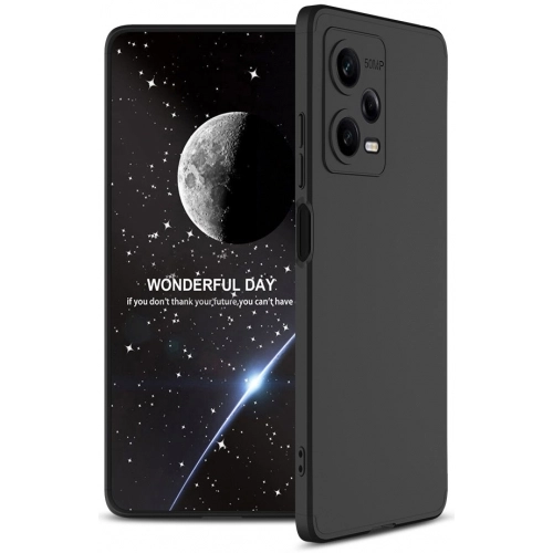 Xiaomi Redmi Note 12 Pro Kılıf 3 Parçalı 360 Tam Korumalı Rubber AYS Kapak - Siyah