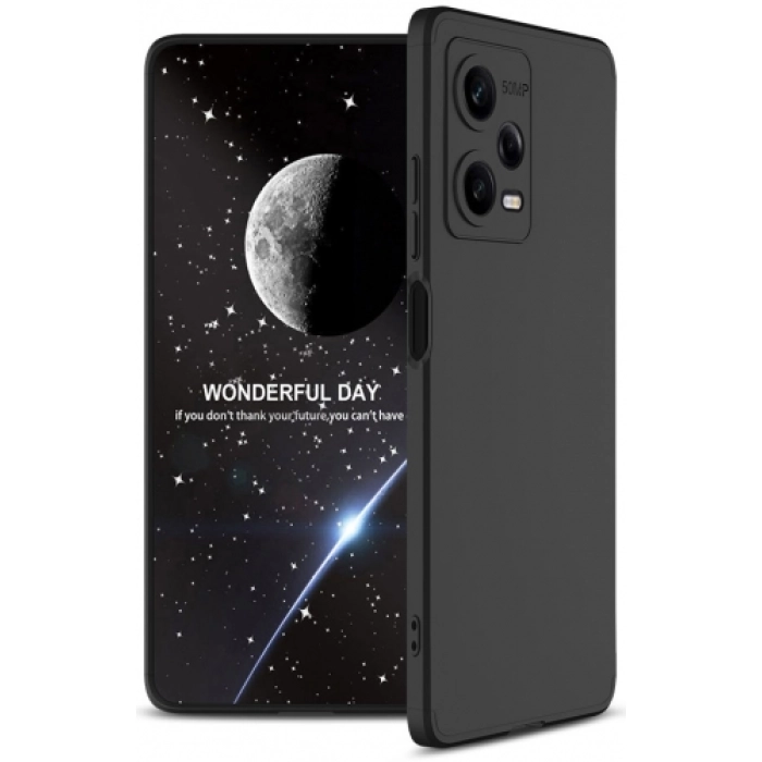 Xiaomi Redmi Note 12 Pro Kılıf 3 Parçalı 360 Tam Korumalı Rubber AYS Kapak - Siyah