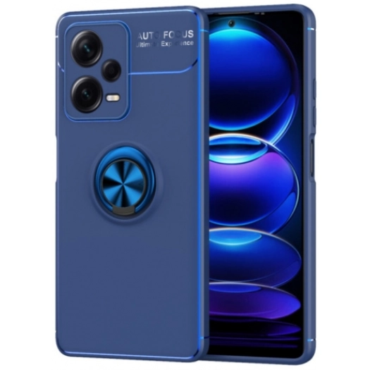 Xiaomi Redmi Note 12 Pro Kılıf Renkli Silikon Yüzüklü Standlı Auto Focus Ravel Kapak - Mavi