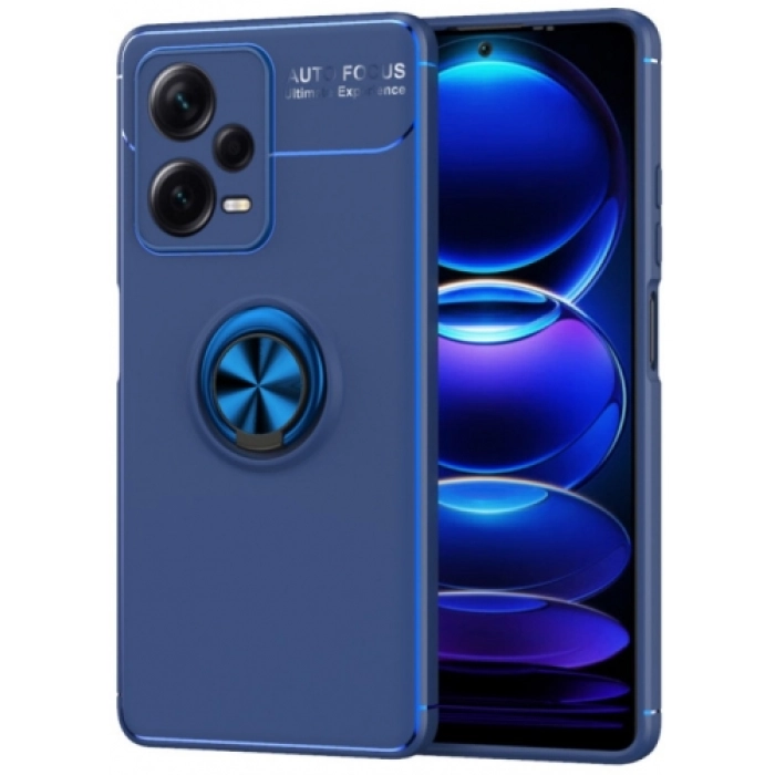 Xiaomi Redmi Note 12 Pro Kılıf Renkli Silikon Yüzüklü Standlı Auto Focus Ravel Kapak - Mavi