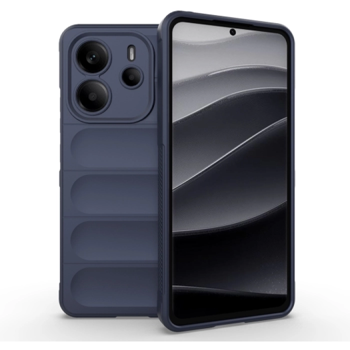 Xiaomi Redmi Note 14 4G Kılıf Esnek TPU Oyuklu Arka Yüzey Tasarımlı Zore Etnik Silikon Kapak - Lacivert