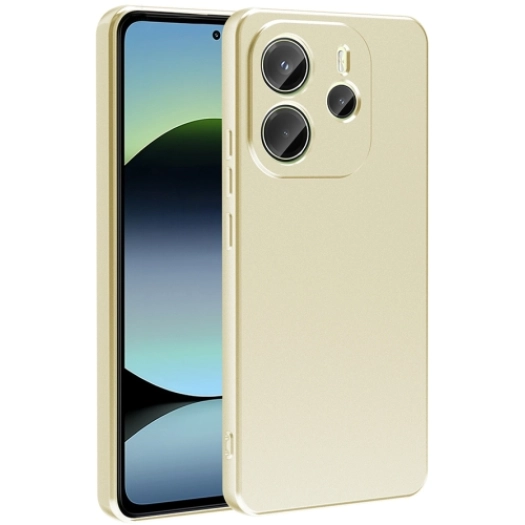 Xiaomi Redmi Note 14 4G Kılıf İnce Soft Mat Renkli Esnek Silikon Kapak - Gold