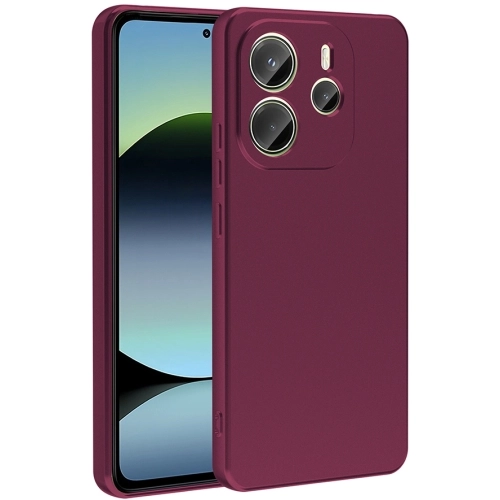 Xiaomi Redmi Note 14 4G Kılıf İnce Soft Mat Renkli Esnek Silikon Kapak - Mürdüm