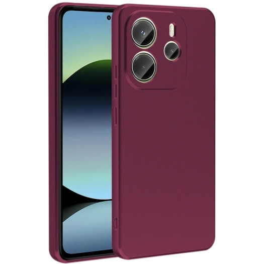 Xiaomi Redmi Note 14 4G Kılıf İnce Soft Mat Renkli Esnek Silikon Kapak - Mürdüm