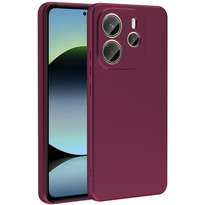 Xiaomi Redmi Note 14 4G Kılıf İnce Soft Mat Renkli Esnek Silikon Kapak - Mürdüm