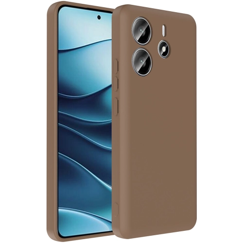 Xiaomi Redmi Note 14 4G Kılıf İçi Kadife Dokulu Kartlık Hazneli Mat Vitra Silikon Kapak - Kahverengi