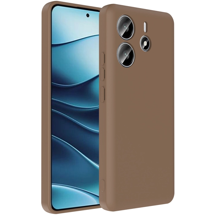 Xiaomi Redmi Note 14 4G Kılıf İçi Kadife Dokulu Kartlık Hazneli Mat Vitra Silikon Kapak - Kahverengi