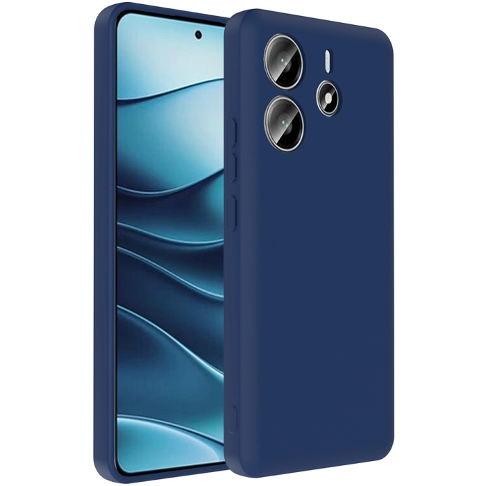 Xiaomi Redmi Note 14 4G Kılıf İçi Kadife Dokulu Kartlık Hazneli Mat Vitra Silikon Kapak - Lacivert