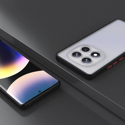 Xiaomi Redmi Note 14 Pro 4g Kılıf Kamera Korumalı Arkası Şeffaf Mat Silikon Kapak - Siyah