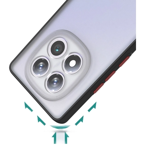 Xiaomi Redmi Note 14 Pro 4g Kılıf Kamera Korumalı Arkası Şeffaf Mat Silikon Kapak - Siyah