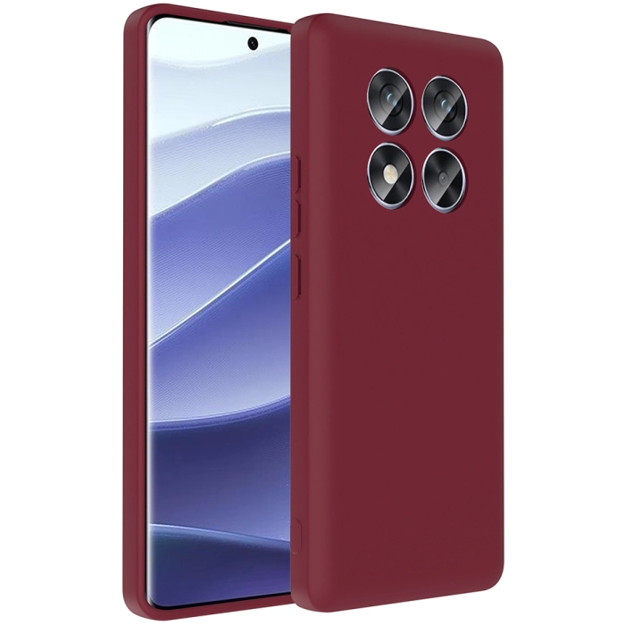 Xiaomi Redmi Note 14 Pro 4g Kılıf İçi Kadife Dokulu Kartlık Hazneli Mat Vitra Silikon Kapak - Mürdüm