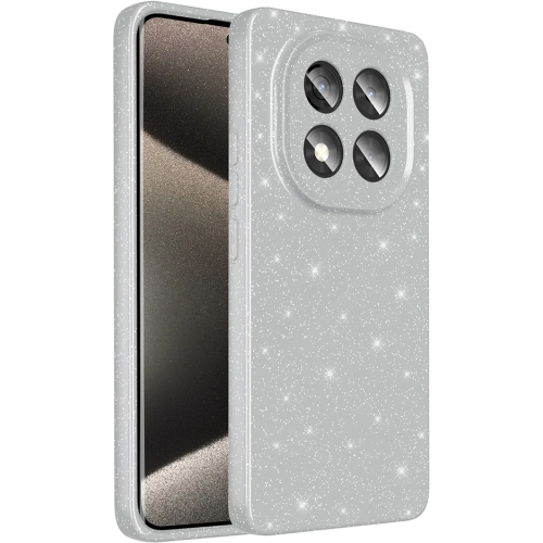 Xiaomi Redmi Note 14 Pro 4g Kılıf Kamera Korumalı Simli Parlak Lüks Silikon Koton Kapak - Gümüş