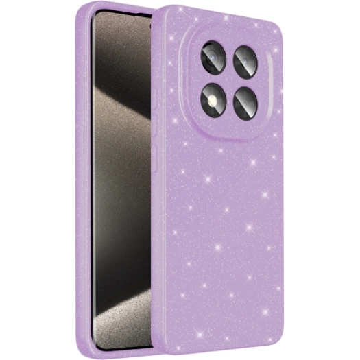Xiaomi Redmi Note 14 Pro 4g Kılıf Kamera Korumalı Simli Parlak Lüks Silikon Koton Kapak - Lila
