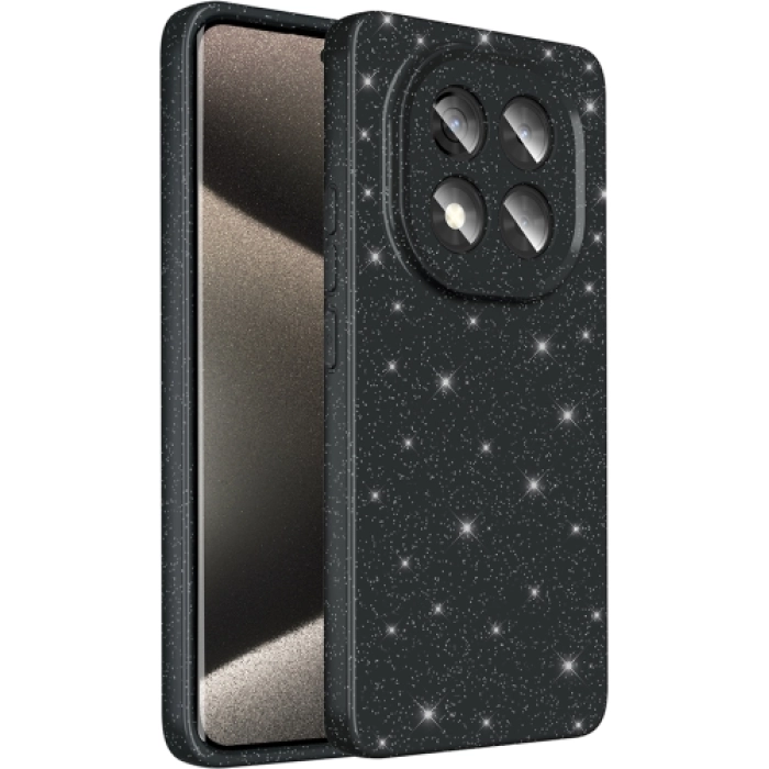 Xiaomi Redmi Note 14 Pro 4g Kılıf Kamera Korumalı Simli Parlak Lüks Silikon Koton Kapak - Siyah