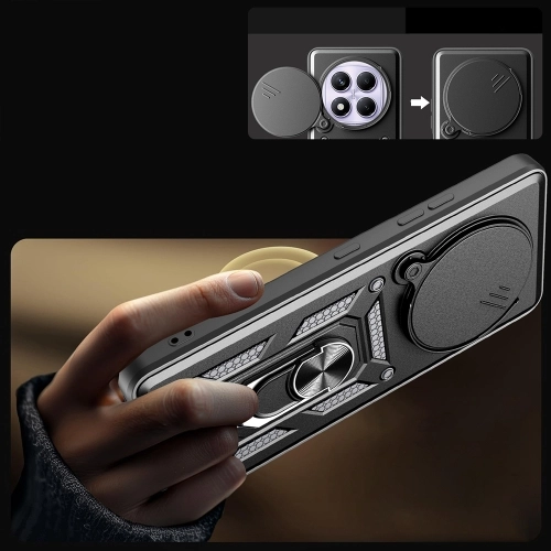 Xiaomi Redmi Note 14 Pro 4g Kılıf Zırhlı Standlı Silikon Sürgülü Kamera Korumalı Tank Kapak - Mavi