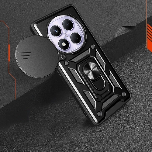 Xiaomi Redmi Note 14 Pro 4g Kılıf Zırhlı Standlı Silikon Sürgülü Kamera Korumalı Tank Kapak - Mavi